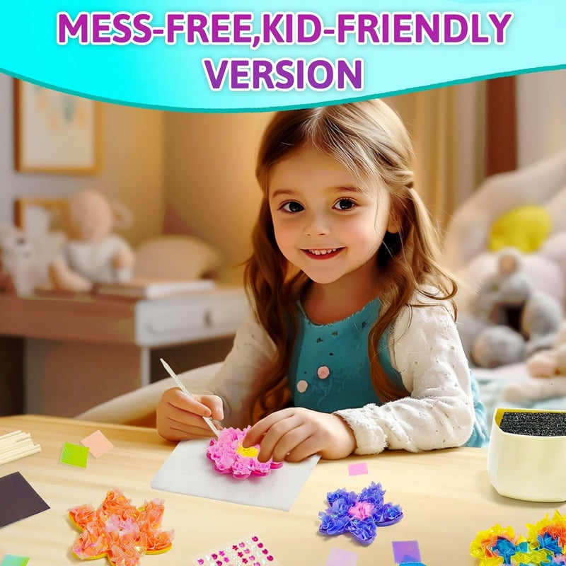 AGENTLAN Art & Craft Activity, Poke Fun Flower Bouquet Craft Kit, Fun & Easy Art Kits for Kids, DIY Garden Kids Activities, Gifts for Girls and Boys 3 4 5 6 7 8 9 - Image 4